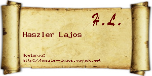 Haszler Lajos névjegykártya